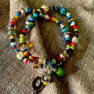 Stretch double strand beaded bracelet